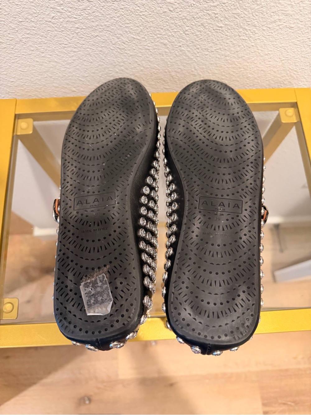 ALAÏA Black Rhinestone Lambskin Ballet Flats, 39 - Picture 9 of 10